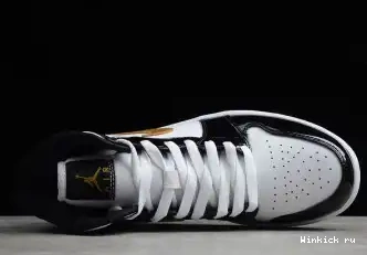 Mid Black White Gold 1 Patent Air Jordan 0628